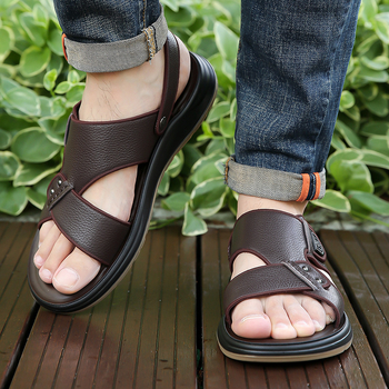 [Γνήσιο Δέρμα] Μεγάλα Ανδρικά Σανδάλια, Καλοκαιρινά, Casual, Παπούτσια Παραλίας για Εξωτερικά Ρούχα, Σανδάλια και Παντόφλες Διπλής Χρήσης Dropshipping