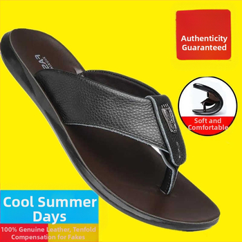2023 új első rétegű bőr flip-flop férfi cipők nyári hétköznapi dezodoros kültéri férfi szandálok és papucsok divatos hajgeneráció