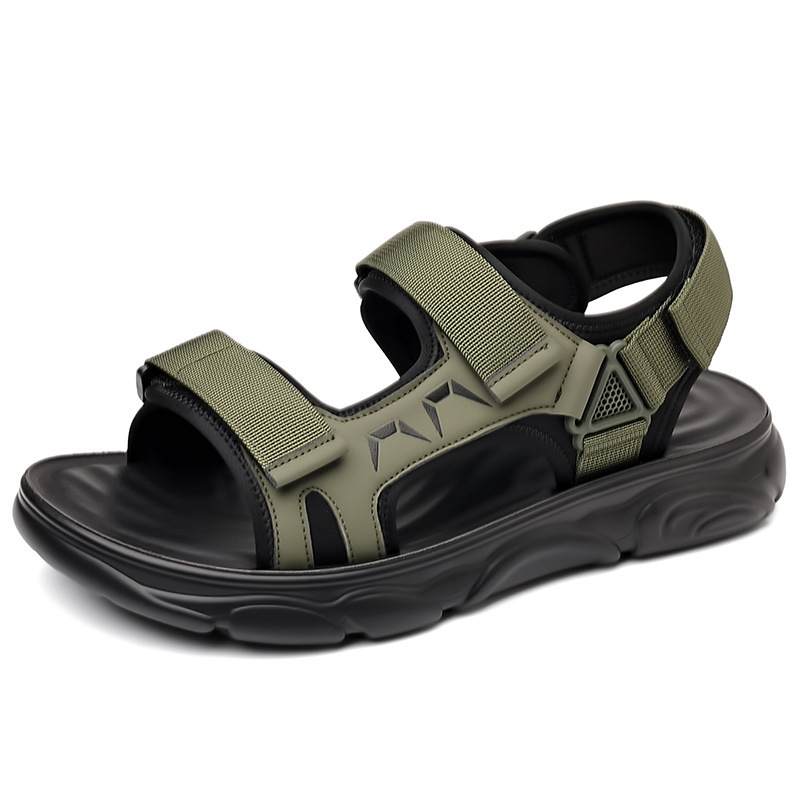 Szandálok Férfi 2025 Nyári Új Stílusú Valódi Bőr Csúszásgátló Lélegző Puha Talpú Vezetői Strandcipő Sport Felsőruházat Férfi Szandálok