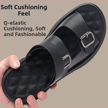 Σανδάλια για άνδρες 2025 Καλοκαίρι Νέο Στυλ Γνήσιο Δερμάτινο Αερόστρωμα Παντόφλες Οδήγησης Casual Αθλητικά Αντιολισθητικά Μαλακή Σόλα Υπαίθρια Παπούτσια Παραλίας