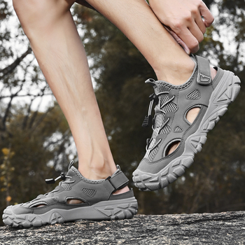 Διασυνοριακά, μεγάλα, καλοκαιρινά, άνετα, ανδρικά παπούτσια, με κοίλες τσέπες, από γνήσιο δέρμα, σε μεγάλες πωλήσεις.