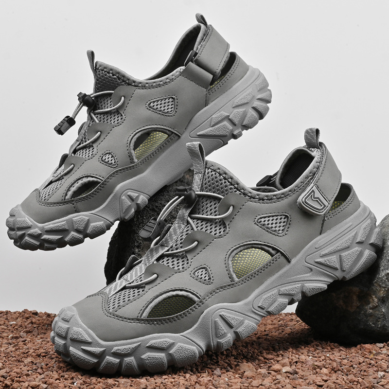 Határokon átnyúló, nagy méretű, nyári új, lélegző, alkalmi férfi cipők, valódi bőr sport üreges férfi bebújós hálós cipő