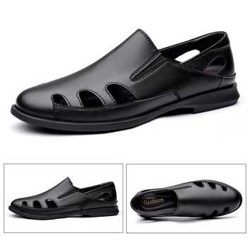 Sandale bărbați 2021 vară nouă din piele goală respirabilă casual pantofi în aer liber Baotou plajă pantofi tata pantofi cu gaură