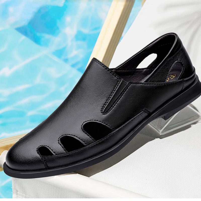 Sandale bărbați 2021 vară nouă din piele goală respirabilă casual pantofi în aer liber Baotou plajă pantofi tata pantofi cu gaură