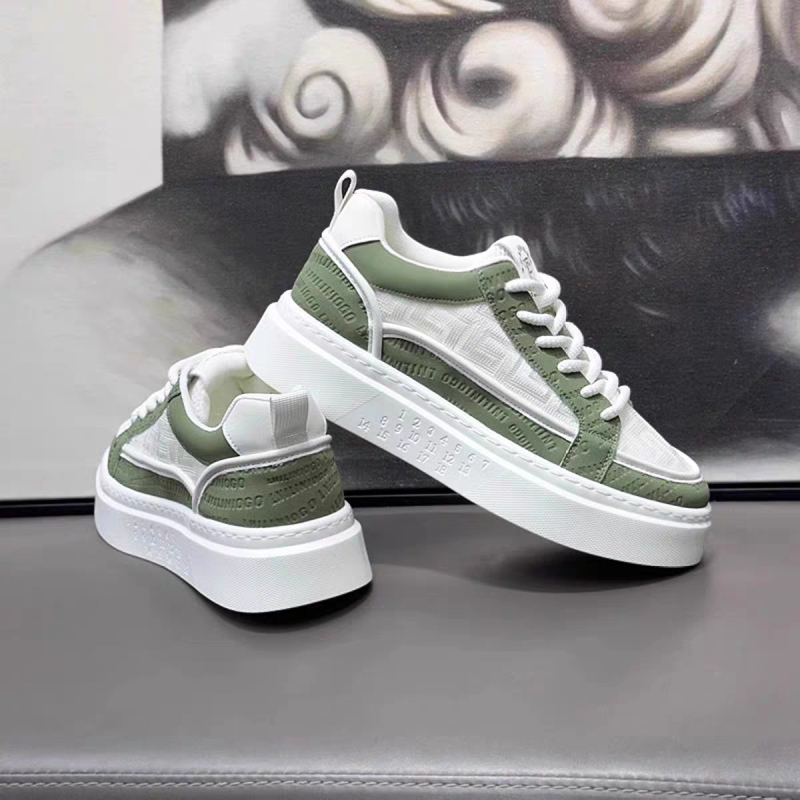 Férfi nyári, lélegző, divatos, sokoldalú, hétköznapi fehér tornacipők tinédzsereknek, csúszásmentes, vastag talpú, magasságnövelő fehér cipők