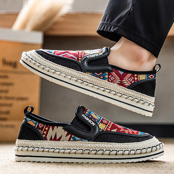 Παπούτσια ψαρά Ανδρικά 2025 Νέα υφασμάτινα παπούτσια άφιξης Ανδρικά Hanfu Ancient Clothing Shoes Slip-on Lazy Shoes Driving Old Beijing Υφασμάτινα παπούτσια