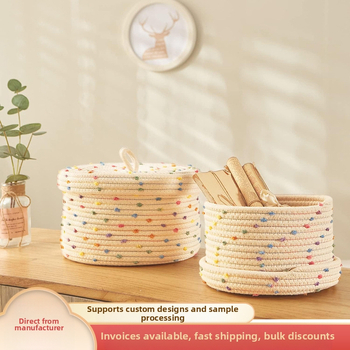 Színes pöttyös pamut kötélből szőtt kosár virágcserép kerek tárolókosár lakberendezési dekoráció piszkos ruhakosár piszkos ruhakosár tárolókosár