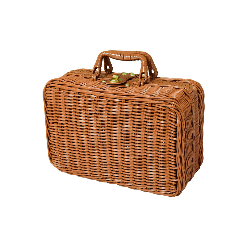 Φορητό κουτί αποθήκευσης από απομίμηση rattan, vintage διακοσμητικό κουτί δώρου, υφαντό κουτί rattan, φωτογραφικά στηρίγματα, συνοδευτικό κουτί δώρου, κουτί rattan