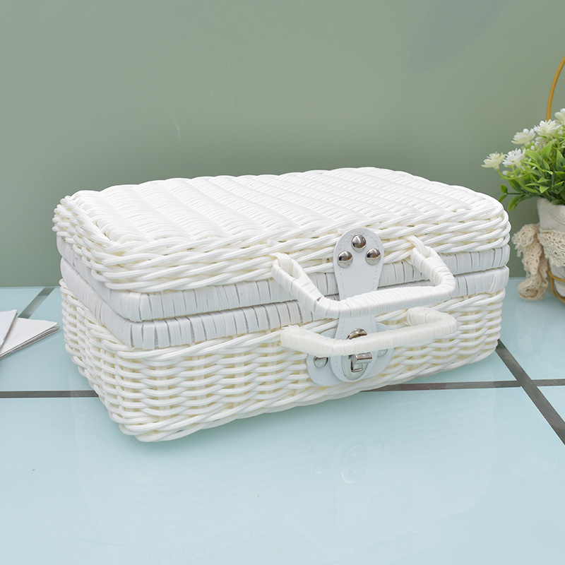 Φορητό κουτί αποθήκευσης από απομίμηση rattan, vintage διακοσμητικό κουτί δώρου, υφαντό κουτί rattan, φωτογραφικά στηρίγματα, συνοδευτικό κουτί δώρου, κουτί rattan