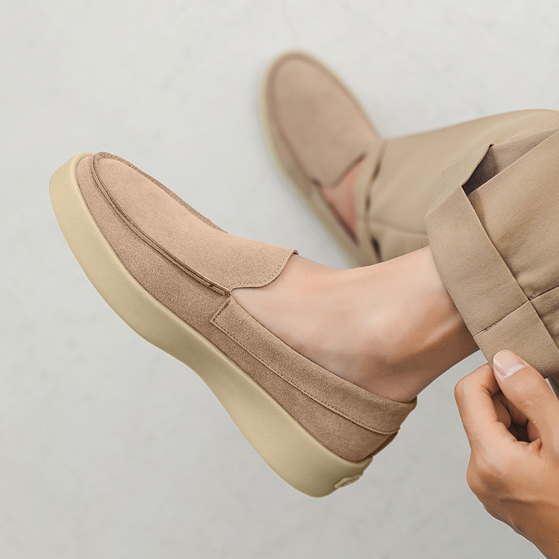 Eiropas klasiskās zamšādas uzvelkamās īstas ādas Lp mokasīni, plakanas zamšādas, slinkas, ikdienas vīriešu kurpes