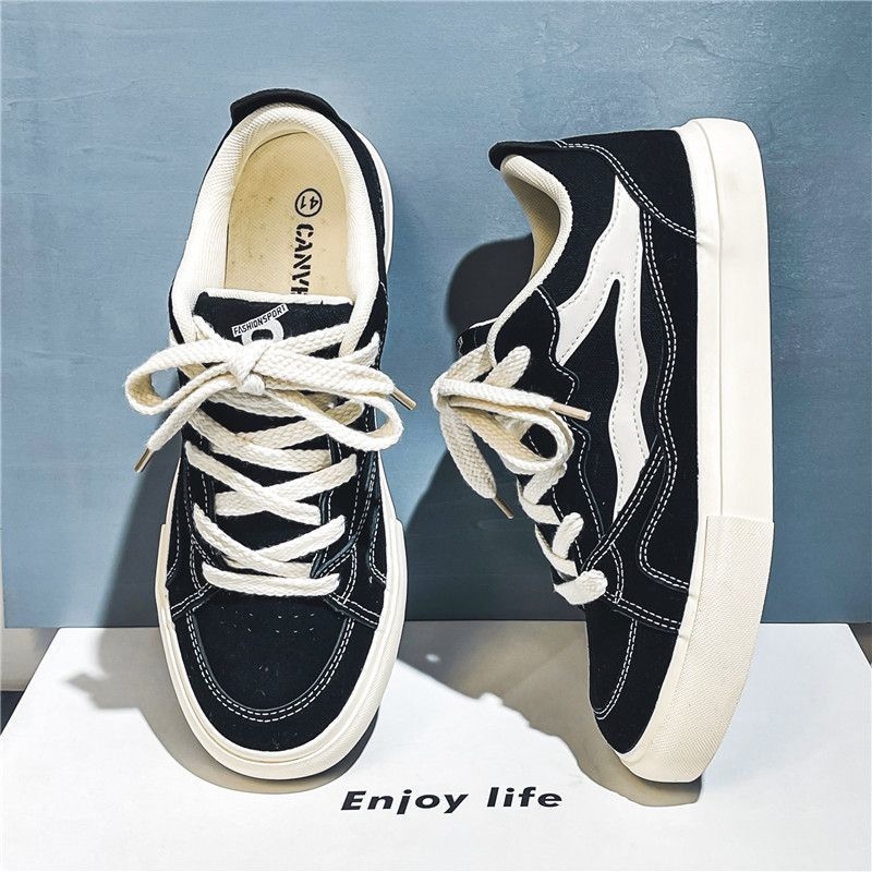 Pantofi de pânză, pantofi sport noi, tendință sport, versatili, negri, casual, stil coreean, pantofi sport antiderapanți pentru studenți și adolescenți