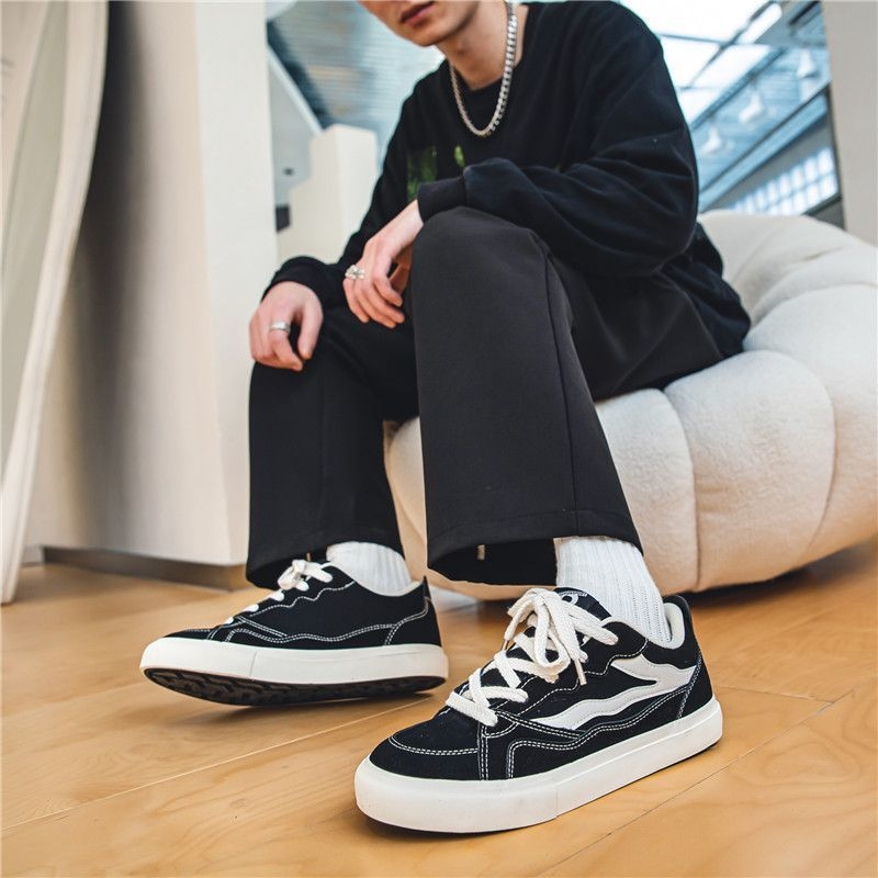 Pantofi de pânză, pantofi sport noi, tendință sport, versatili, negri, casual, stil coreean, pantofi sport antiderapanți pentru studenți și adolescenți