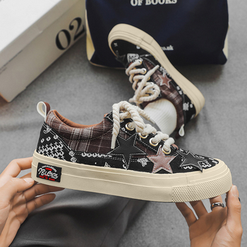 Παπούτσια για ζευγάρια Φθινοπωρινά νέα παπούτσια από καμβά με λουλούδια κάσιους 2025 Φοιτητικά εξατομικευμένα εξωτερικά ρούχα μόδας, πιο εύκολα για να ταιριάζουν με τα ανδρικά παπούτσια χονδρικής