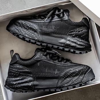 Ευρωπαϊκό στυλ μπαμπά παπούτσια καλοκαίρι νέα αναπνεύσιμα πλέγμα με χοντρή σόλα ελαφριά πολυτελή casual ανδρικά παπούτσια internet διασημότητα μοντέρνα παπούτσια