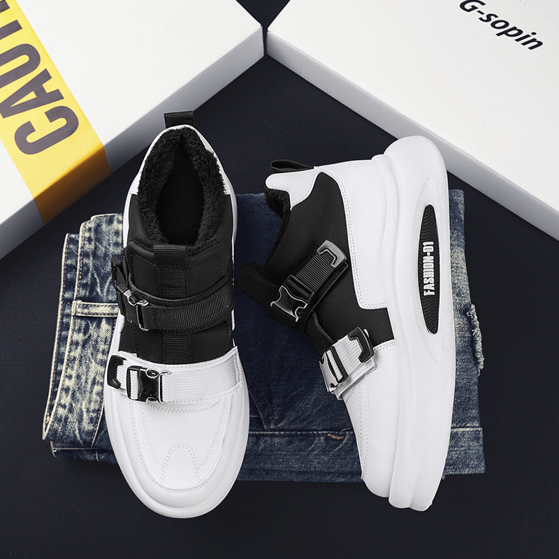 Pantofi sport pentru bărbați, 2024, noi, de iarnă, cu căptușeală din fleece, șireturi de lână, pantofi de lucru din bumbac, sport, casual, cizme de zăpadă la modă