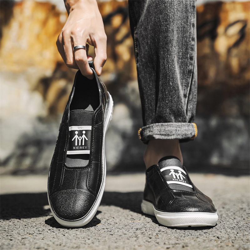 Koreai stílusú, alacsony szárú, tavaszi és őszi vízálló cipők, kültéri esőcsizmák, sekély szájú gázlócipők, csúszásmentes, egylábas férfi szakácscipők