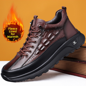 Férfi cipők új üzleti casual bőr cipők férfi brit őszi-téli polár bélésű pamut cipők Martins csizmák egy generációnyi haj