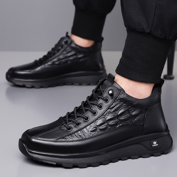 Férfi cipők új üzleti casual bőr cipők férfi brit őszi-téli polár bélésű pamut cipők Martins csizmák egy generációnyi haj