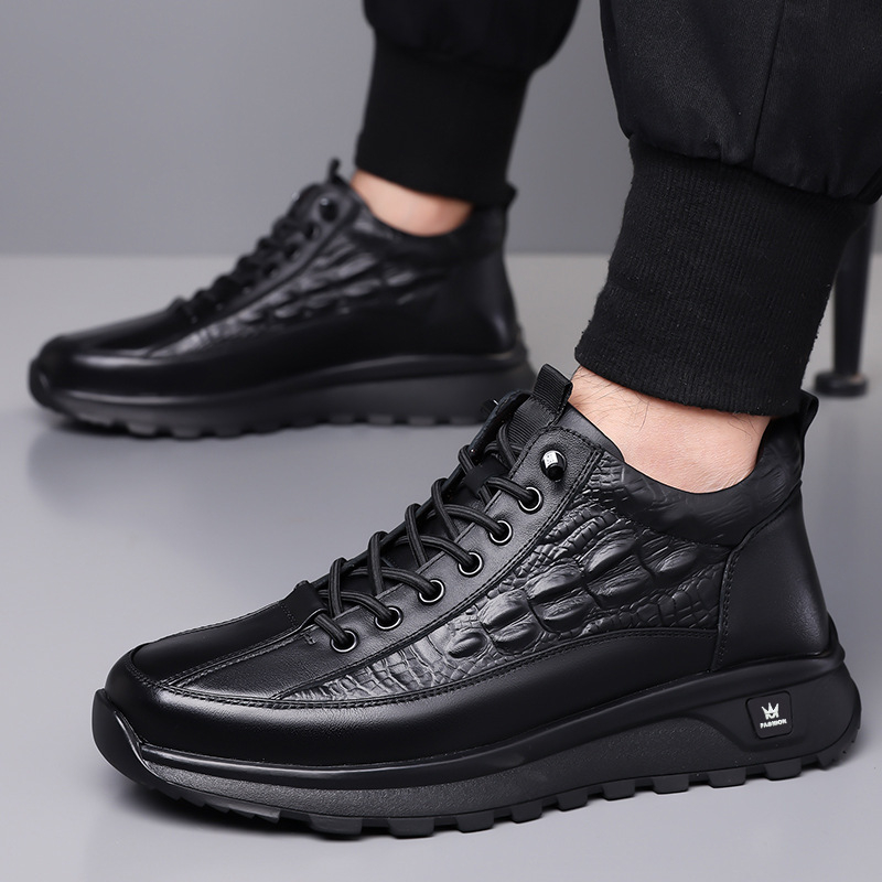 Férfi cipők új üzleti casual bőr cipők férfi brit őszi-téli polár bélésű pamut cipők Martins csizmák egy generációnyi haj