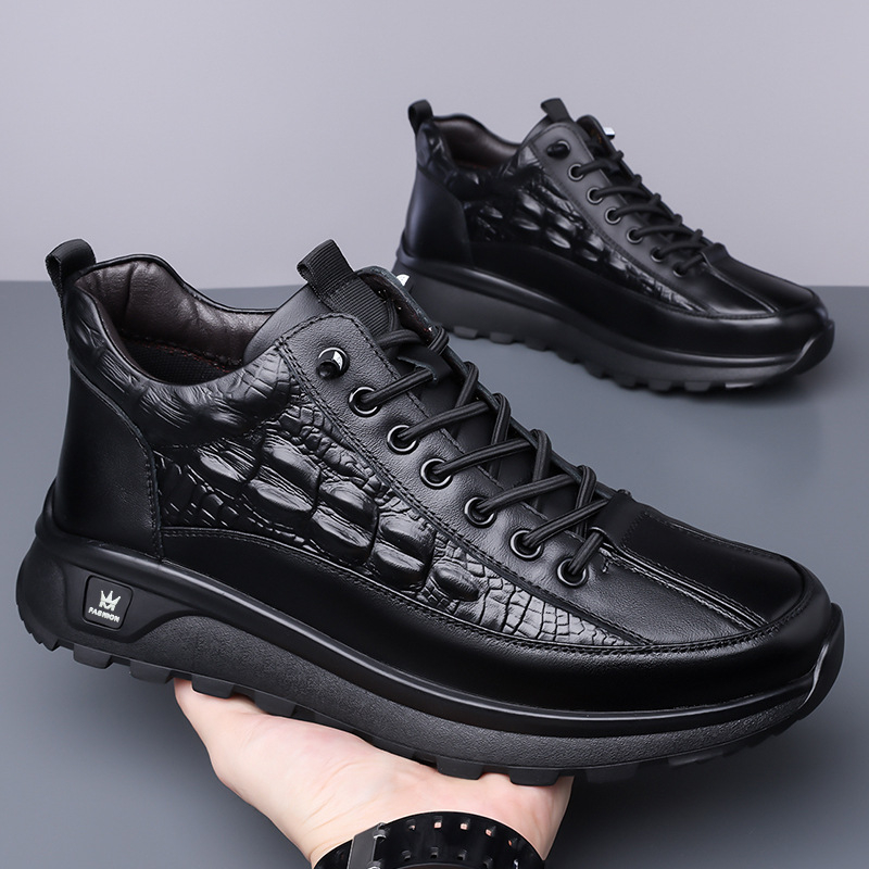 Férfi cipők új üzleti casual bőr cipők férfi brit őszi-téli polár bélésű pamut cipők Martins csizmák egy generációnyi haj