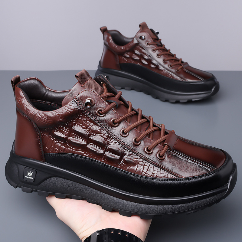 Férfi cipők új üzleti casual bőr cipők férfi brit őszi-téli polár bélésű pamut cipők Martins csizmák egy generációnyi haj