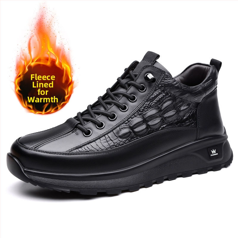 Férfi cipők új üzleti casual bőr cipők férfi brit őszi-téli polár bélésű pamut cipők Martins csizmák egy generációnyi haj