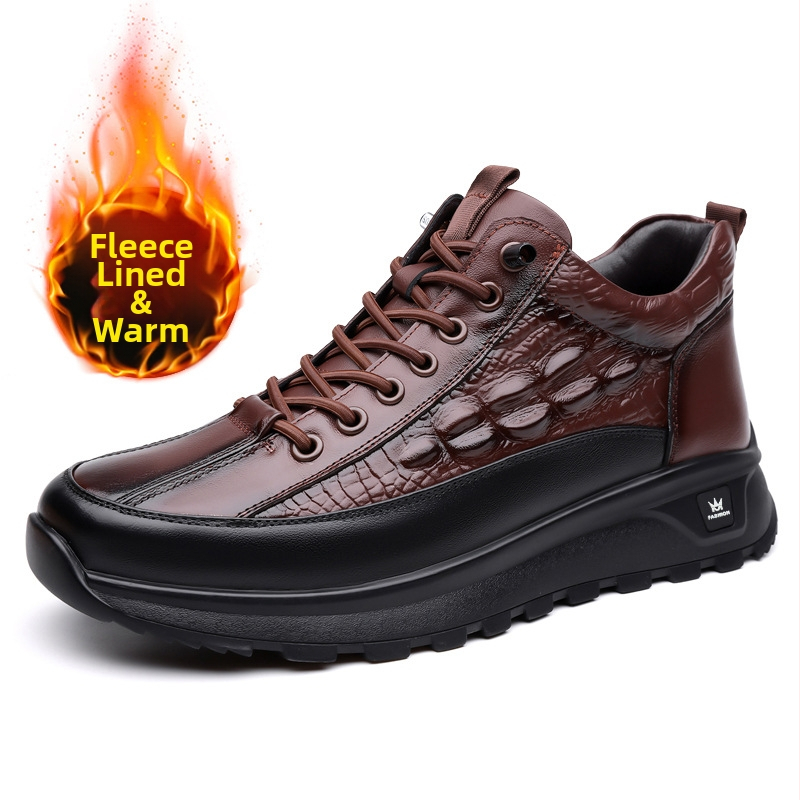 Férfi cipők új üzleti casual bőr cipők férfi brit őszi-téli polár bélésű pamut cipők Martins csizmák egy generációnyi haj