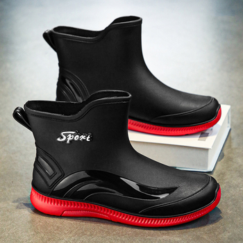 Férfi esőcipő Új esőálló vízálló cipők Kopásálló rövid középső cső Csúszásmentes esőcipő Kültéri horgászcipő Speciális csizma Munkacipő Férfi cipő
