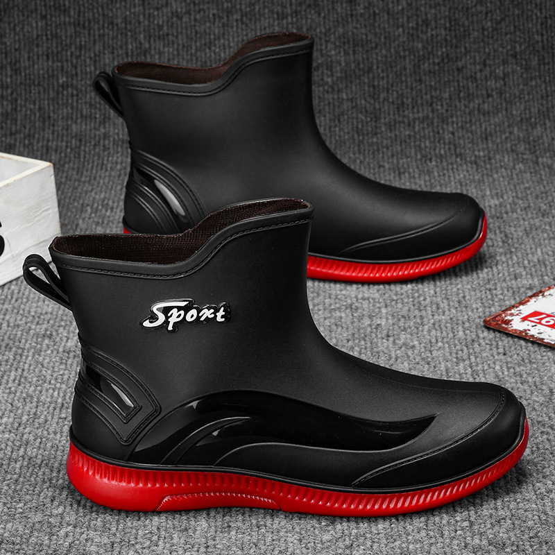 Férfi esőcipő Új esőálló vízálló cipők Kopásálló rövid középső cső Csúszásmentes esőcipő Kültéri horgászcipő Speciális csizma Munkacipő Férfi cipő