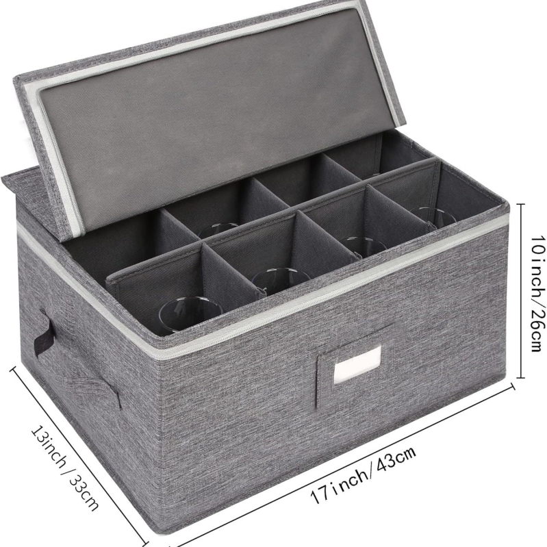 Kehelytároló doboz, borospohártároló doboz, elválasztóval, 12 rekeszes borospohár- és üvegáru-tároló doboz