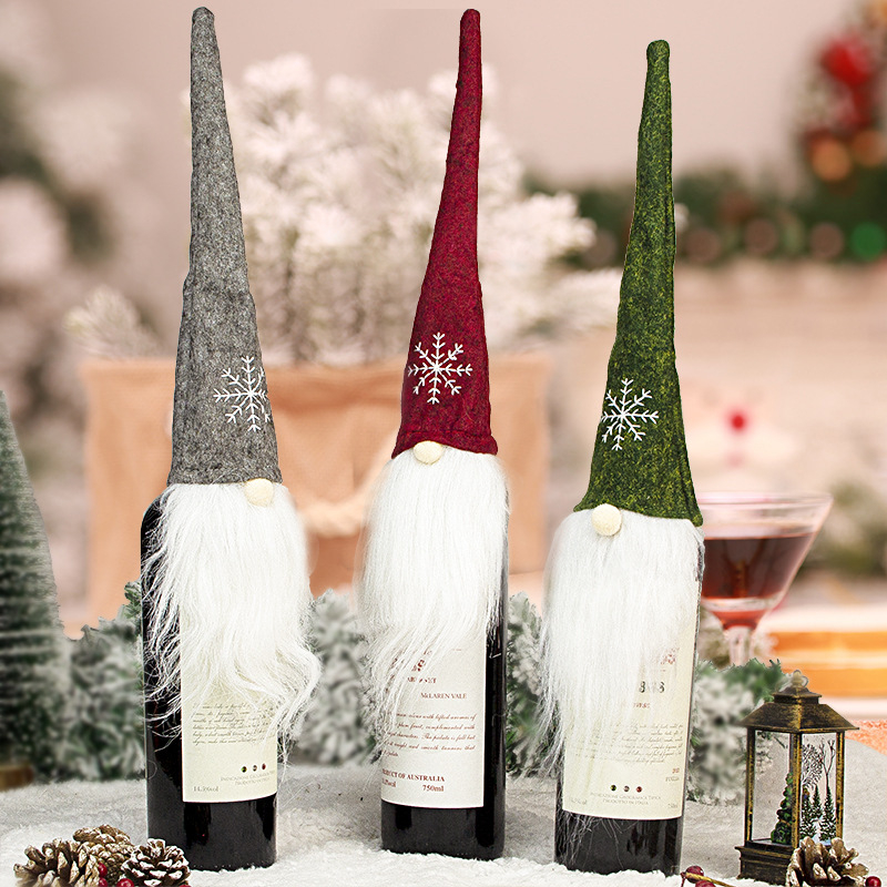 Χριστουγεννιάτικες διακοσμήσεις Cross Border, σετ σαμπάνιας για διακοπές, σετ κρασιού Nordic Santa Claus, δημιουργικό βελούδινο κάλυμμα κρασιού