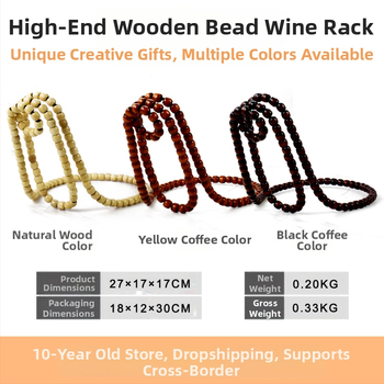 Elegáns, kreatív, fagyöngyös vörösbortartó, kínai vintage, tömörfa gyöngyökből készült láncos kézműves díszek, asztali bortartó dekoráció