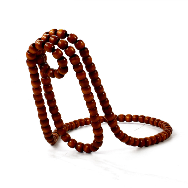 Elegáns, kreatív, fagyöngyös vörösbortartó, kínai vintage, tömörfa gyöngyökből készült láncos kézműves díszek, asztali bortartó dekoráció