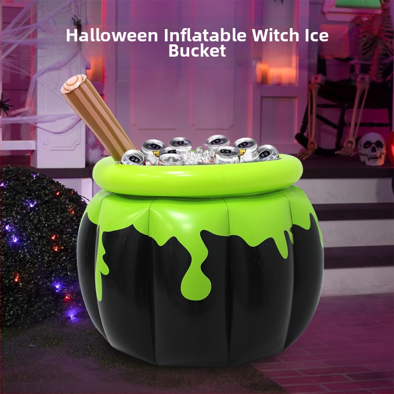 Pripučiamas ledo kibiras su PVC raganos maišymo ledo kibiru, skirtas Helovino vakarėliui, dekoravimo kompozicija