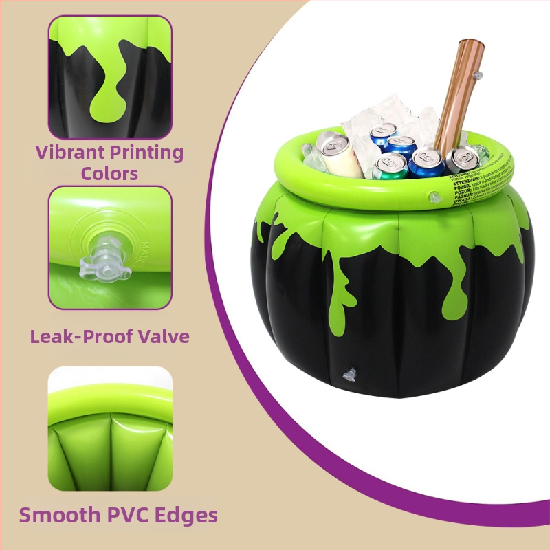 Надуваема кофа за лед за Хелоуин, декорация на сцена, PVC кофа за лед, вещица, разбъркваща кофа за лед