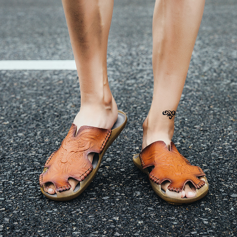 Ljetne sandale sa zatvorenim prstima za muške papuče, velike veličine, cipele za plažu, polupapuče, veličina 48, ležerne, svestrane