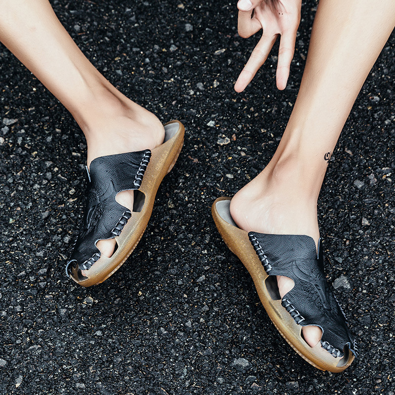 Ljetne sandale sa zatvorenim prstima za muške papuče, velike veličine, cipele za plažu, polupapuče, veličina 48, ležerne, svestrane