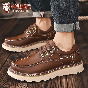 Ανδρικά παπούτσια εργασίας Huagang Camel, χαμηλά, βρετανικού στιλ, ρετρό, μοντέρνα παπούτσια Martin, με χοντρή σόλα, αντιολισθητικά, casual δερμάτινα παπούτσια