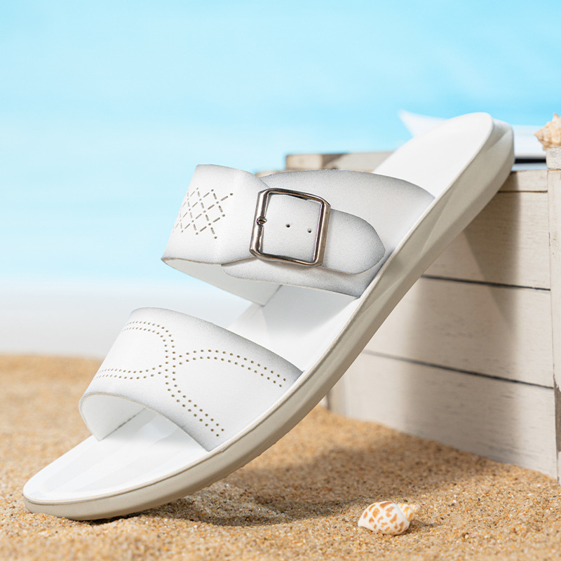 2025 Új Nyári Szandálok Férfi Csatos Alkalmi Tengerparti Cipők határokon Átnyúló Nagy Méretű Férfi Papucsok Dropshipping