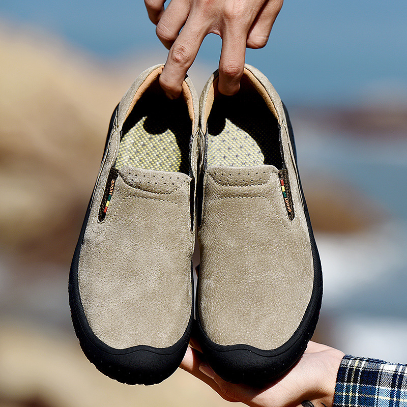 2022-es, határokon átnyúló, Four Seasons márkájú, férfi, alkalmi, disznóbőrből készült, könnyű, puha talpú, csúszásmentes, bőr túracipő