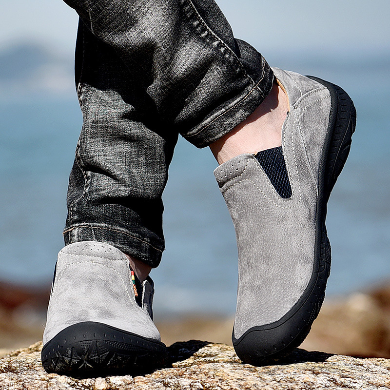 2022-es, határokon átnyúló, Four Seasons márkájú, férfi, alkalmi, disznóbőrből készült, könnyű, puha talpú, csúszásmentes, bőr túracipő