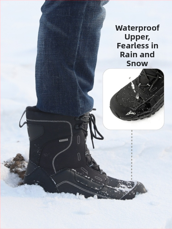 Зимни обувки за сняг на открито, североизточни, мъжки, удебелени, водоустойчиви, неплъзгащи се, топли, с поларена подплата, големи размери, катерене, студоустойчиви, ски, памучни обувки