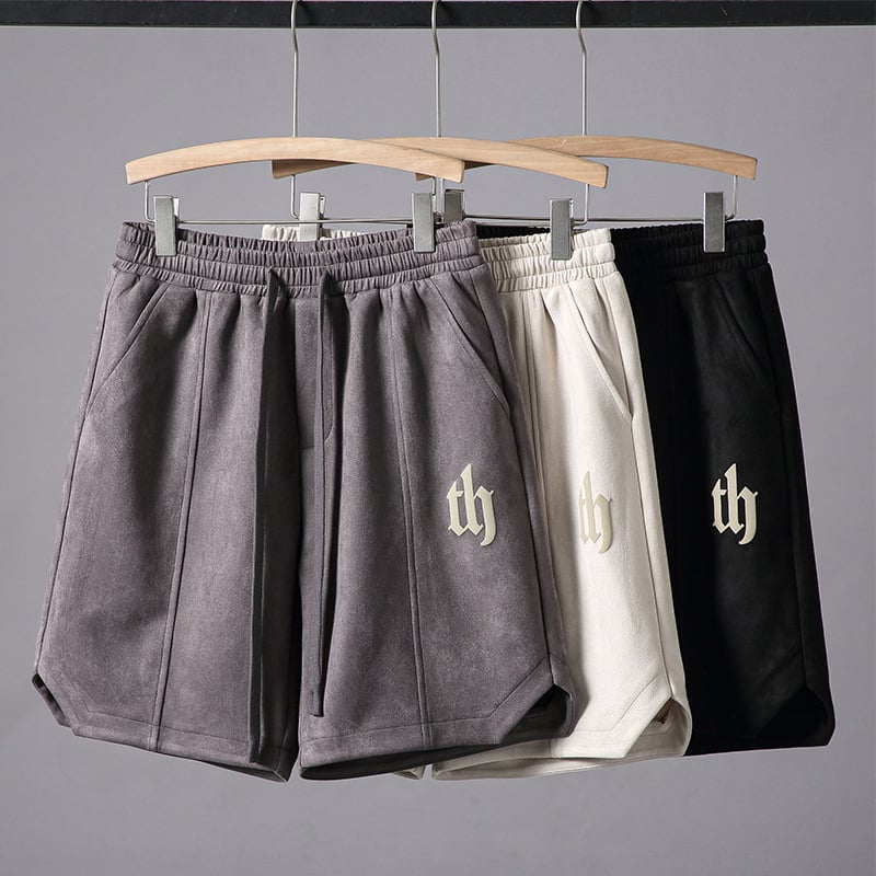 Pantaloni scurți din piele întoarsă pentru bărbați, de vară, subțiri, de stradă americană, de marcă la modă, sport, casual, lejeri