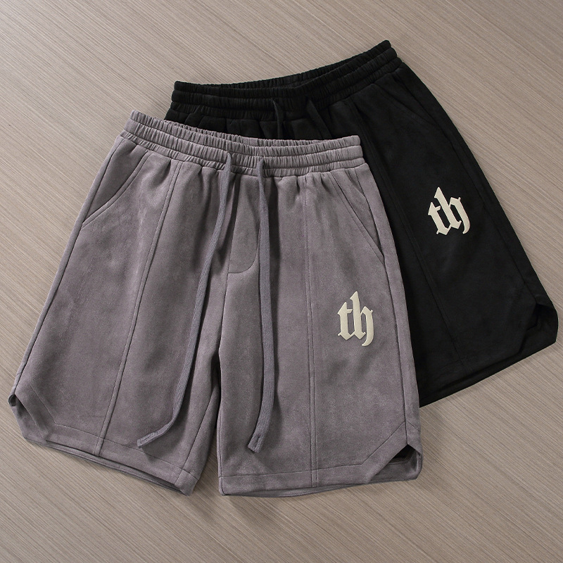 Pantaloni scurți din piele întoarsă pentru bărbați, de vară, subțiri, de stradă americană, de marcă la modă, sport, casual, lejeri