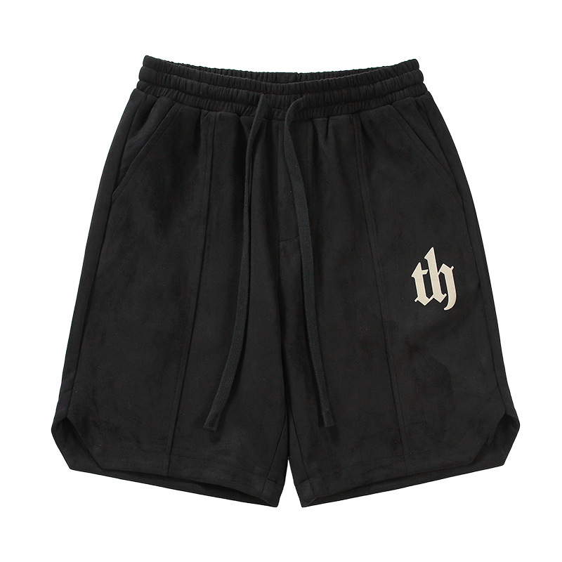 Pantaloni scurți din piele întoarsă pentru bărbați, de vară, subțiri, de stradă americană, de marcă la modă, sport, casual, lejeri