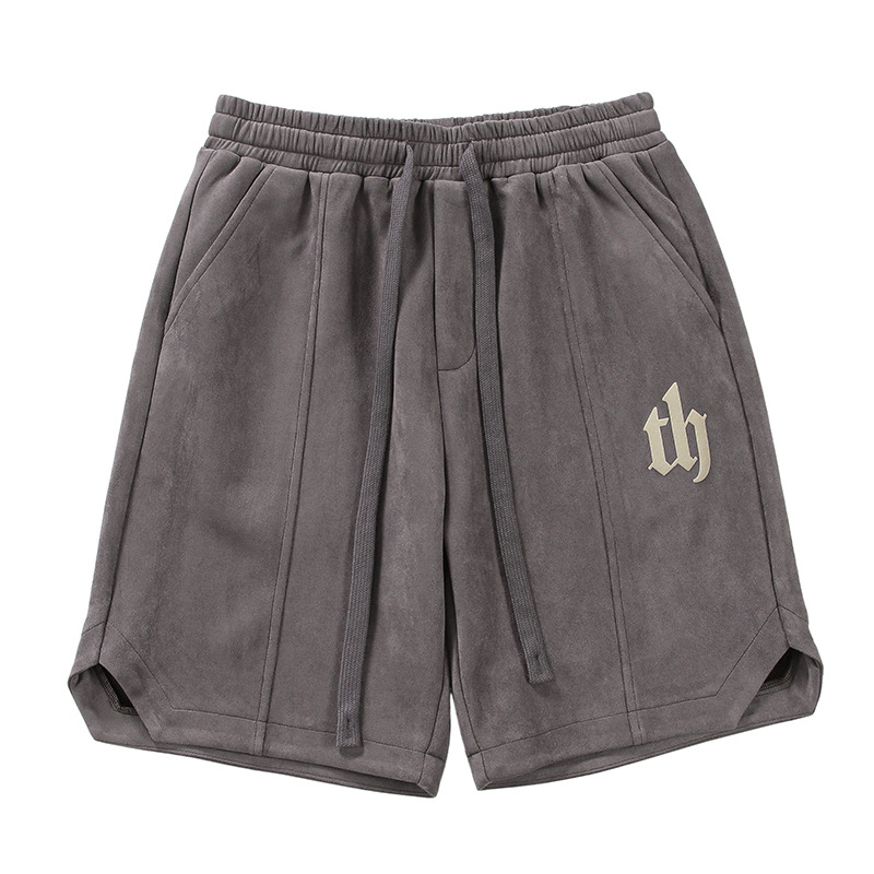 Pantaloni scurți din piele întoarsă pentru bărbați, de vară, subțiri, de stradă americană, de marcă la modă, sport, casual, lejeri