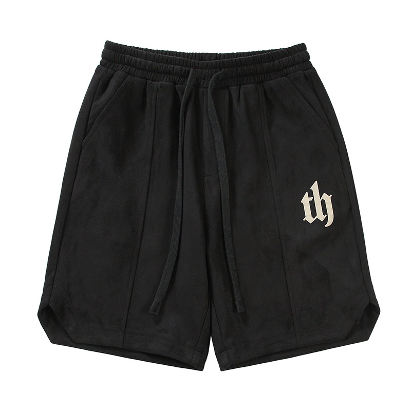 Pantaloni scurți din piele întoarsă pentru bărbați, de vară, subțiri, de stradă americană, de marcă la modă, sport, casual, lejeri