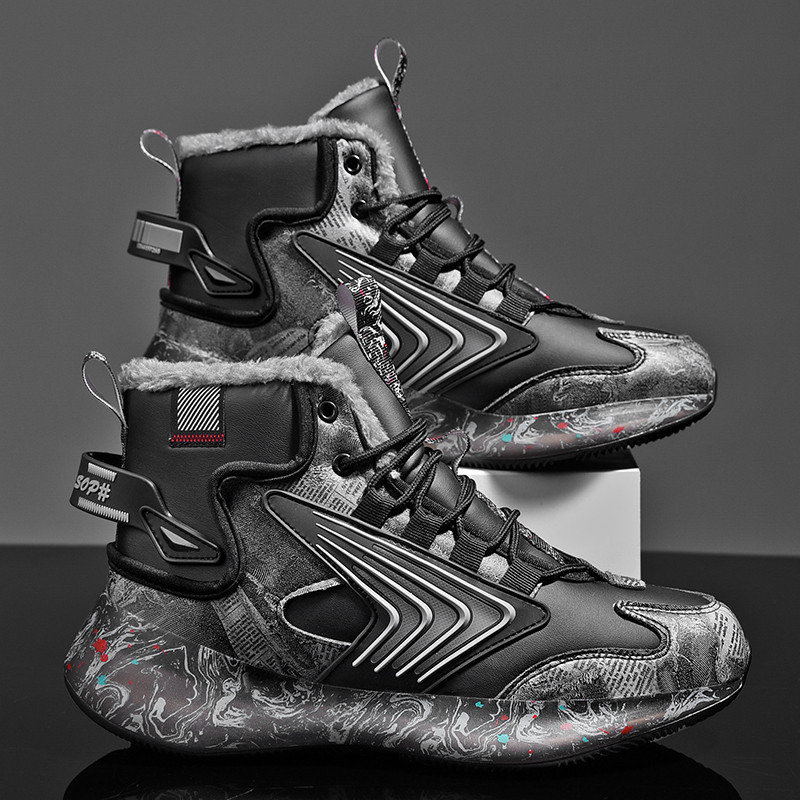 Nauji pasienio žieminiai šiaurės rytų medvilniniai bėgimo bateliai, šviečiantys grafiti stiliaus aukštakulniai, studentiški, šilti sportbačiai su vilnos pamušalu, vyriški.