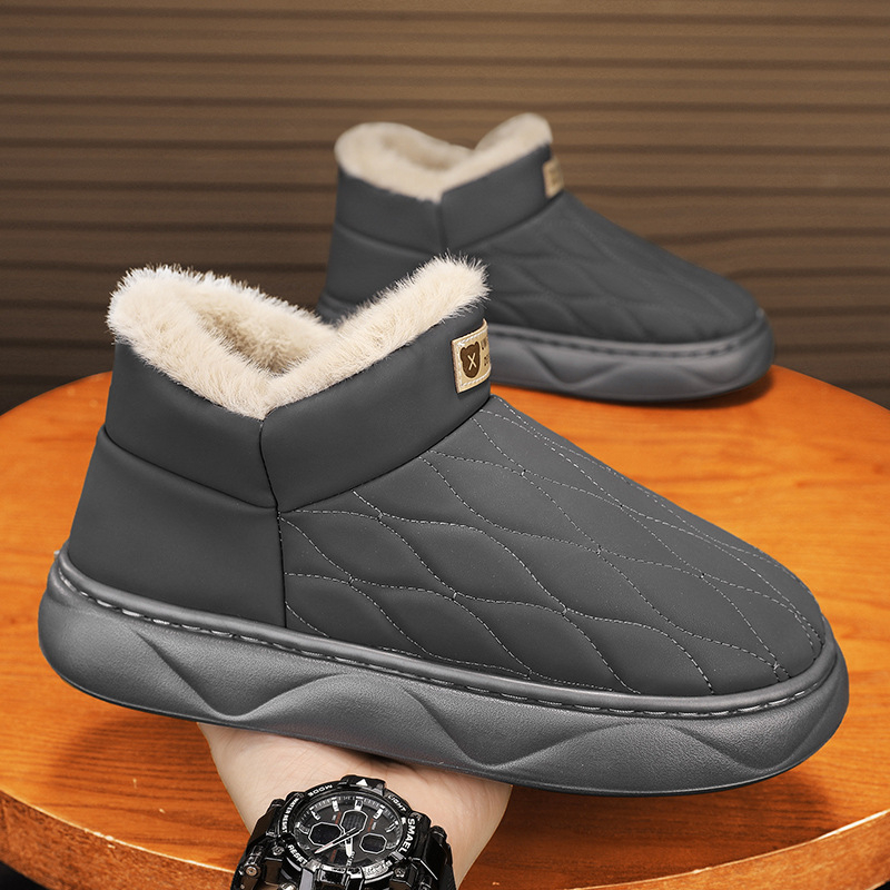 Pamučne cipele Muške zimske flisom podstavljene zadebljane tople muške vanjske snježne pamučne čizme za sjeveroistok, hladnootporne, modne cipele za kruh na sredini