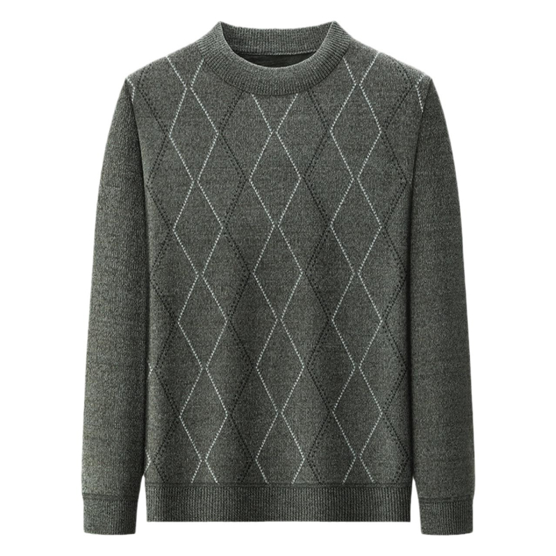 2024 Ősz/Tél Új Férfi Pulóver Középkorúaknak és Időseknek Divat Szabadidős Meleg Vastagított Polárbélésű Kötött Ing Alappal